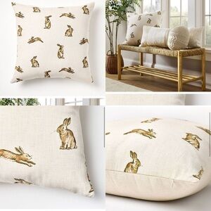 Oversized Printed Bunny Throw Pillow Linen/ Brown- Threshold with Studio McGee